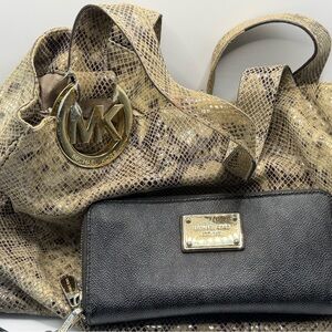 Michael Kors Snake Print Shoulder Bag and Wallet